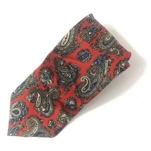 JSACO 100% Silk Tie Red Blue Gray Paisley Made in Italy Men's Necktie tie